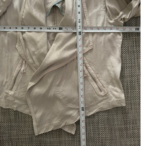 ANTHROLOGIE Gulliver LINEN Drapey Sueded Shoulders Light Jacket L Neutral Beige - Picture 8 of 8